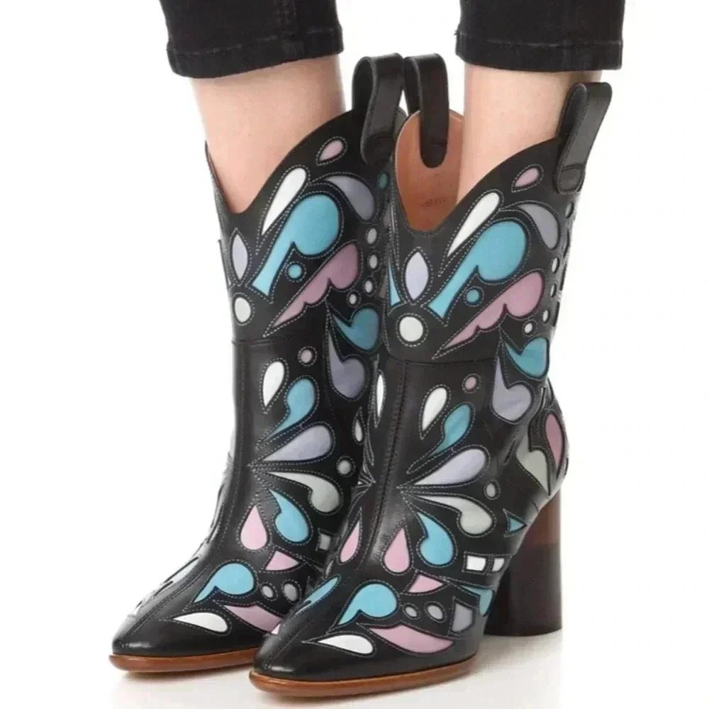 Maison Margiela // Laser-Cut Leather Western Boots